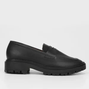 Loafer  Salto Baixo Tratorado Feminino - Preto