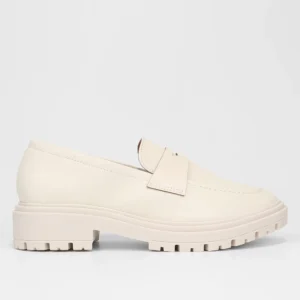 Loafer  Salto Baixo Tratorado Feminino - Off White