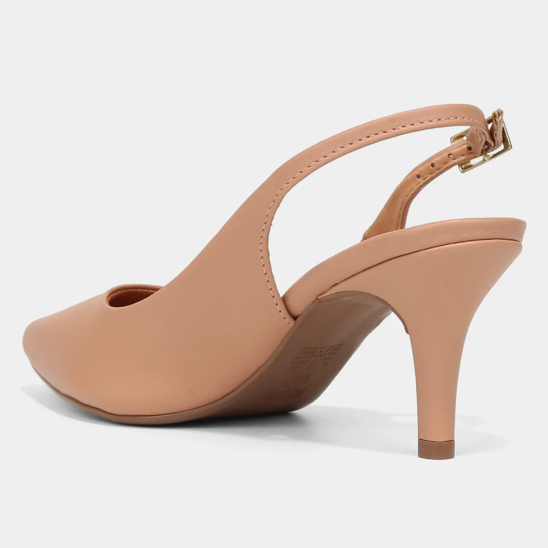 Scarpin Slingback Salto Fino Médio - Bege - Imagem 3