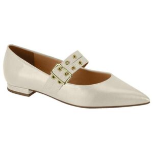 Sapatilha Fivela Bico Fino Branco Off  - Creme